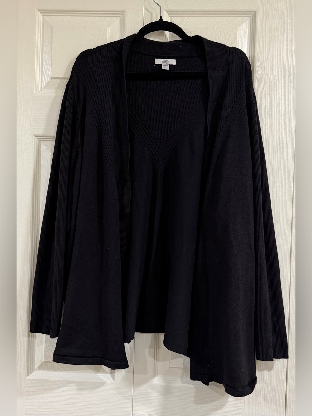 croft & barrow Black Open-Front Ribbed Cardigan
